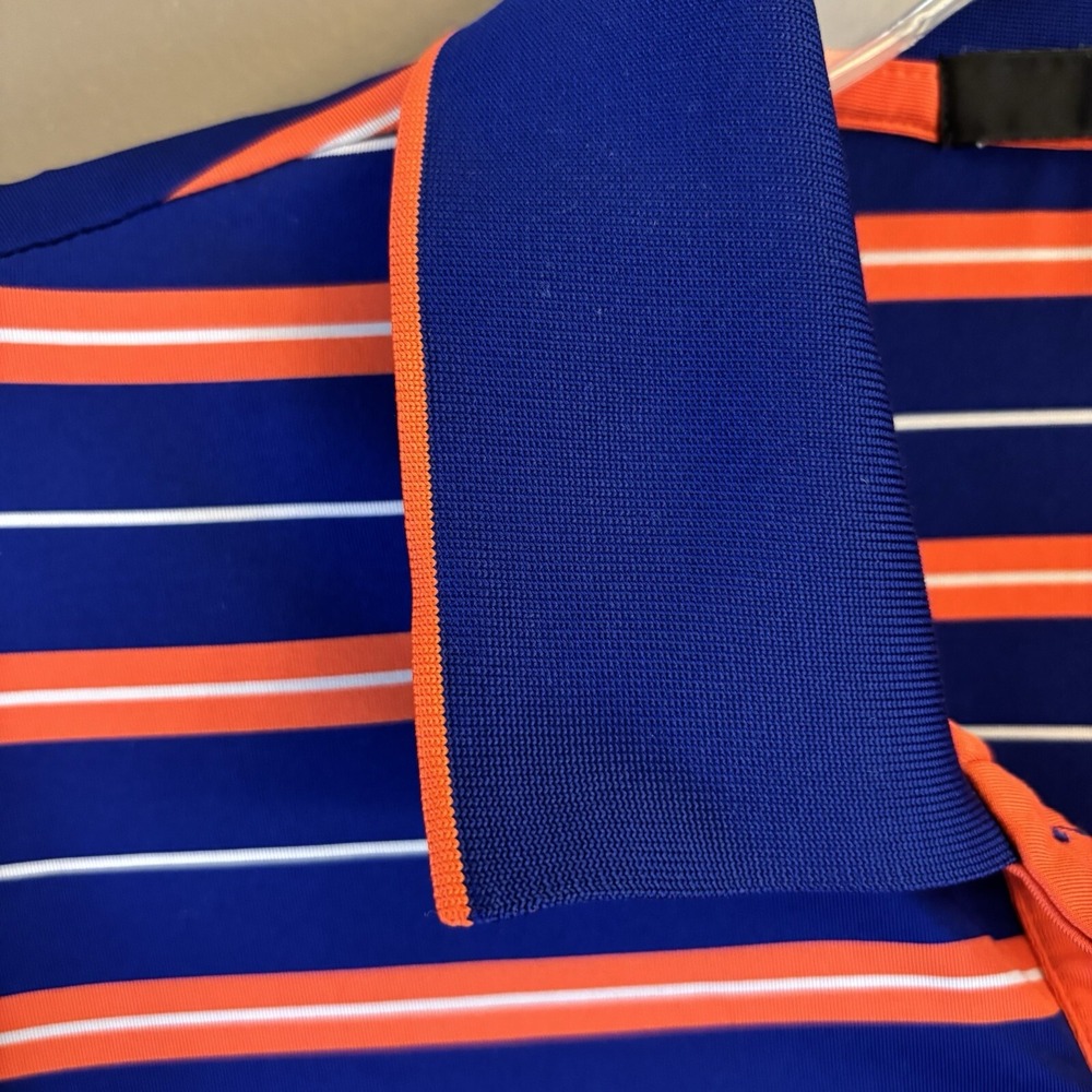 RLX Ralph Lauren Shirt Mens Large Blue OrangeStripe Performance Polo Golf Casual - Picture 5 of 13